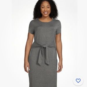 Time And Tru Women’s Knotted Front Knit Charcoal Gray Dress XL (26-18) NEW